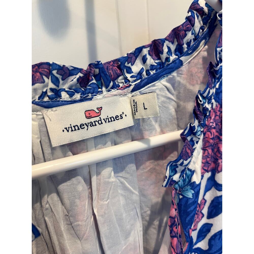 Vineyard Vines Printed Maxi Dress Hydrangea-White L - Picture 5 of 10